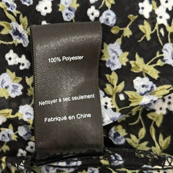 ASTR The Label Black Blue Ditsy Floral Peasant Preppy Chiffon Ruffle Top Size M - Picture 6 of 11